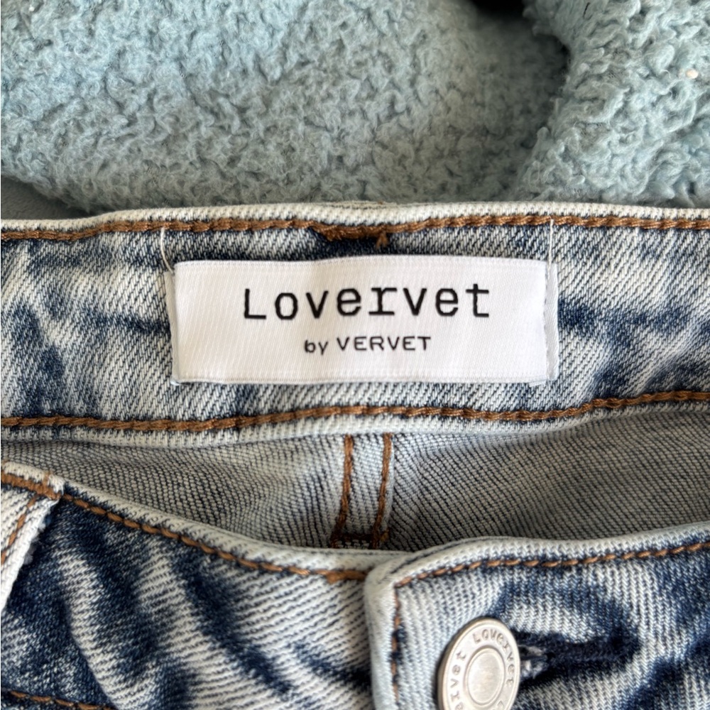 Trendy Distressed Straight Leg Jeans - Light Blue